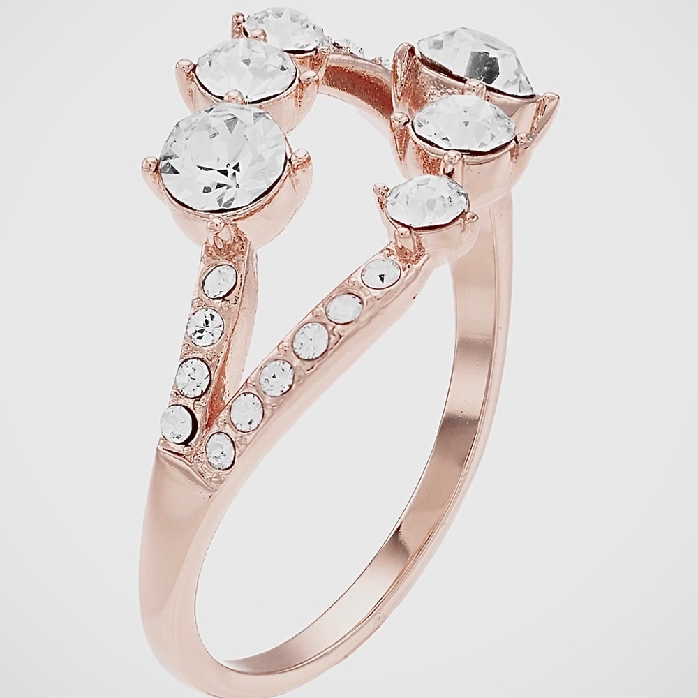 Nwt Brilliance Open Double Band Ring With Swarovski Crystals Size 7 Nib 16$